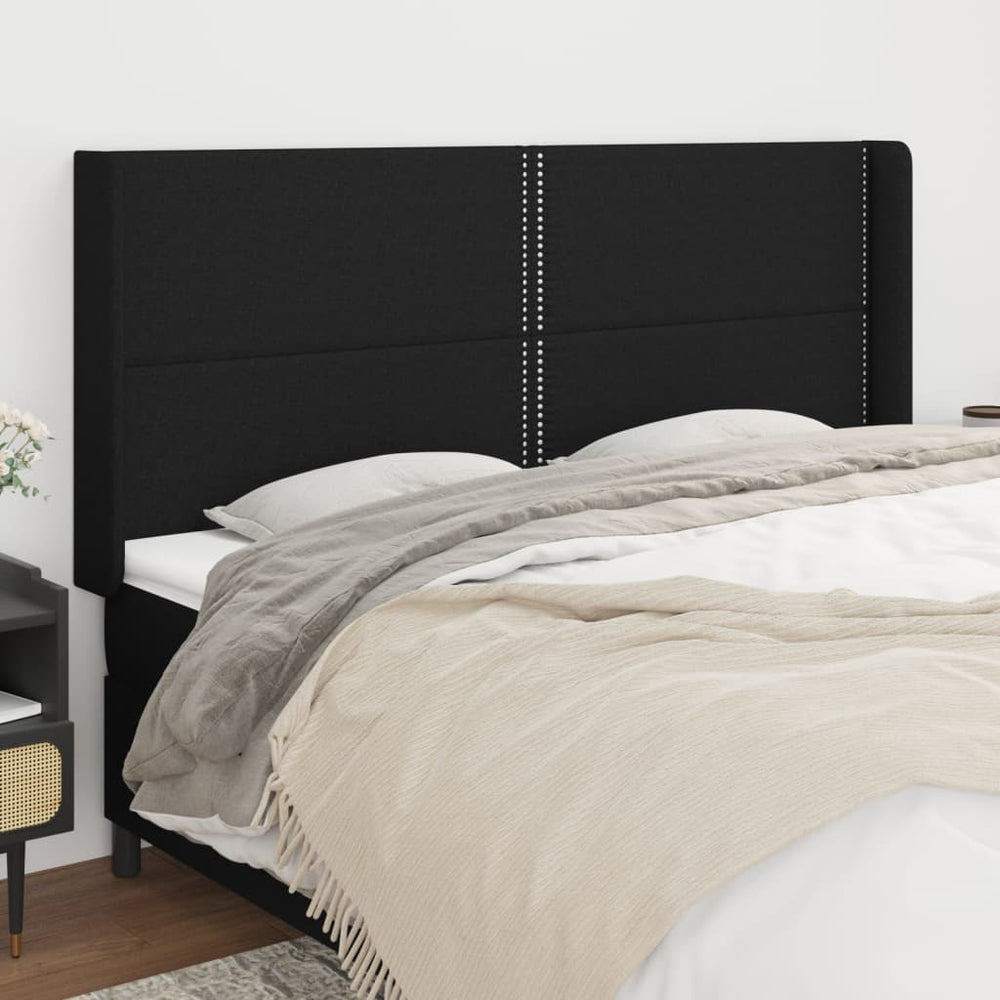 vidaXL Tête de lit à oreilles Noir 203x16x118/128 cm Tissu