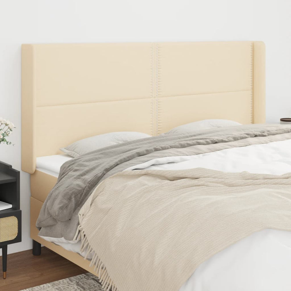 vidaXL Tête de lit avec oreilles crème 203x16x118/128 cm Tissu