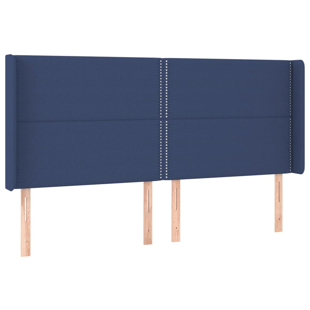 vidaXL Tête de lit avec oreilles Bleu 203x16x118/128 cm Tissu