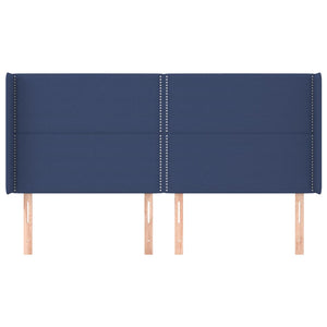 Kopfteil mit Ohren Blau 203x16x118/128 cm Stoff