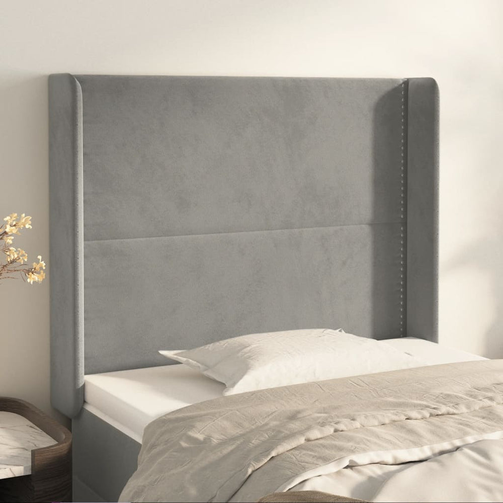 vidaXL Tête de lit à oreilles gris clair 83x16x118/128 cm Velours
