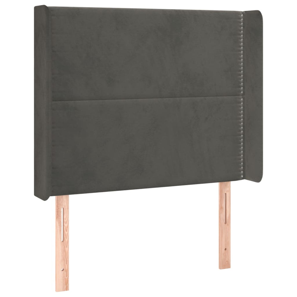 vidaXL Tête de lit à oreilles Gris foncé 83x16x118/128 cm Velours