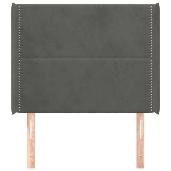 Kopfteil mit Ohren Dunkelgrau 93x16x118/128 cm Samt
