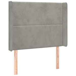 vidaXL Tête de lit à oreilles Gris clair 103x16x118/128 cm Velours