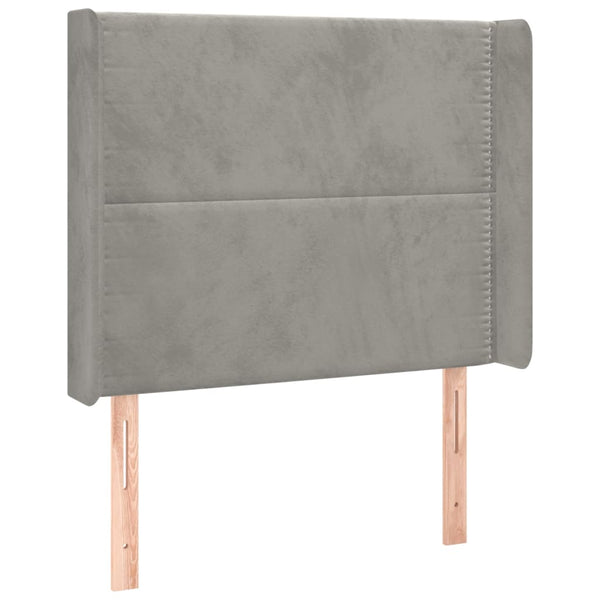 vidaXL Tête de lit à oreilles Gris clair 103x16x118/128 cm Velours