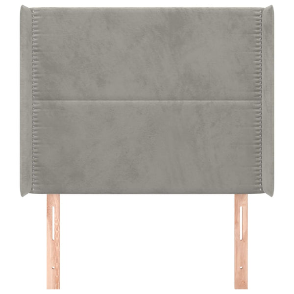 vidaXL Tête de lit à oreilles Gris clair 103x16x118/128 cm Velours