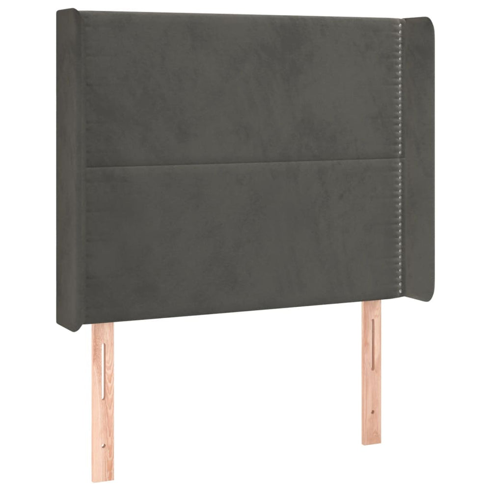 vidaXL Tête de lit à oreilles Gris foncé 103x16x118/128 cm Velours