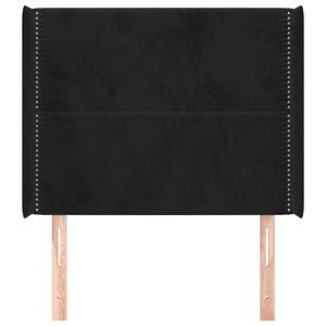 vidaXL Tête de lit à oreilles Noir 103x16x118/128 cm Velours