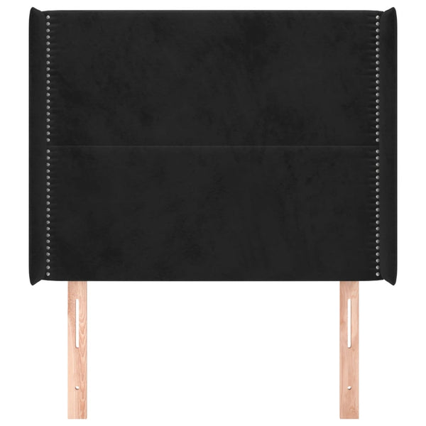 vidaXL Tête de lit à oreilles Noir 103x16x118/128 cm Velours