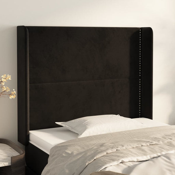 vidaXL Tête de lit à oreilles Noir 103x16x118/128 cm Velours