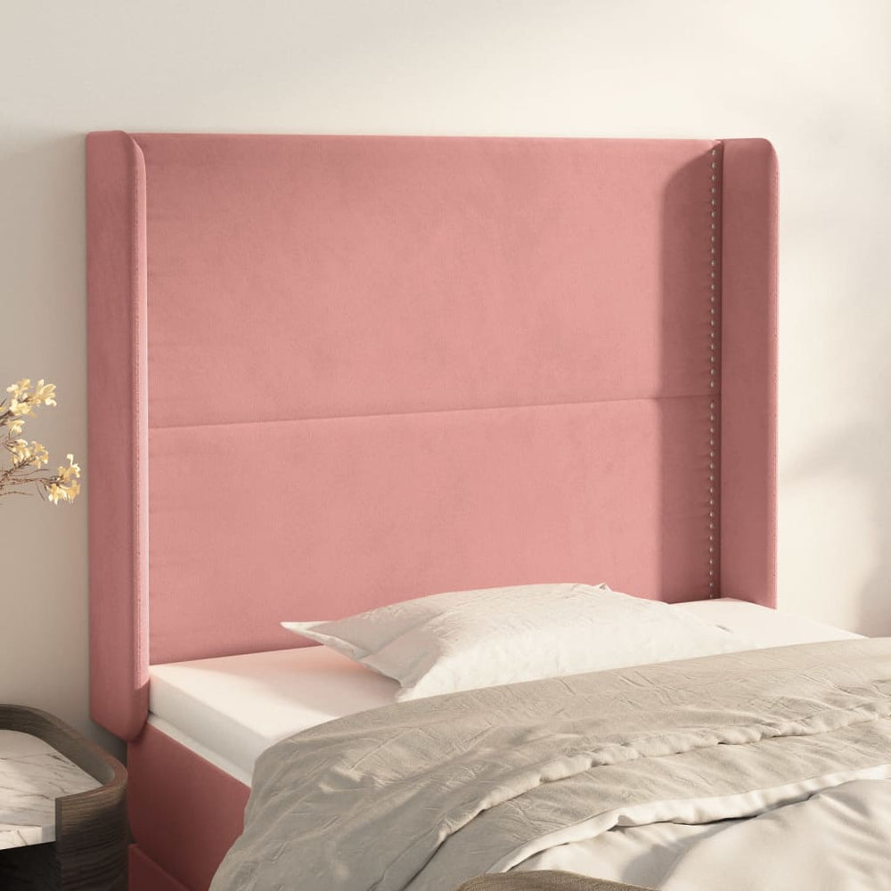 vidaXL Tête de lit à oreilles Rose 103x16x118/128 cm Velours