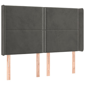 vidaXL Tête de lit à oreilles Gris foncé 147x16x118/128 cm Velours