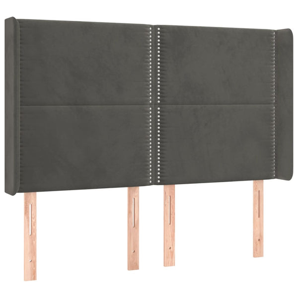 vidaXL Tête de lit à oreilles Gris foncé 147x16x118/128 cm Velours