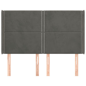 vidaXL Tête de lit à oreilles Gris foncé 147x16x118/128 cm Velours