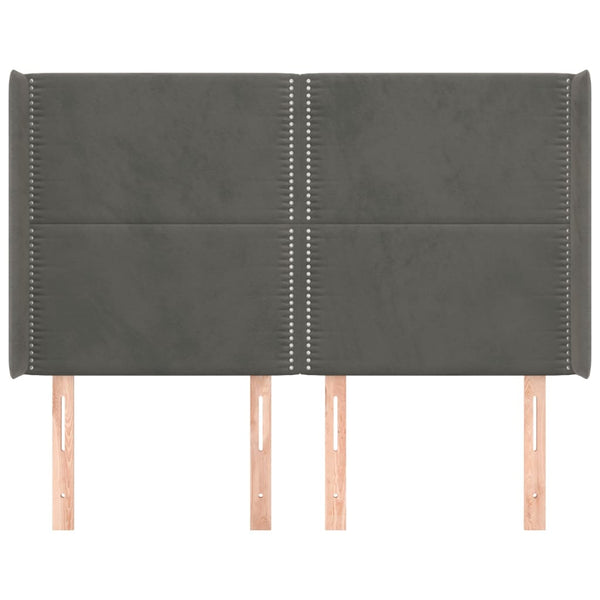 vidaXL Tête de lit à oreilles Gris foncé 147x16x118/128 cm Velours