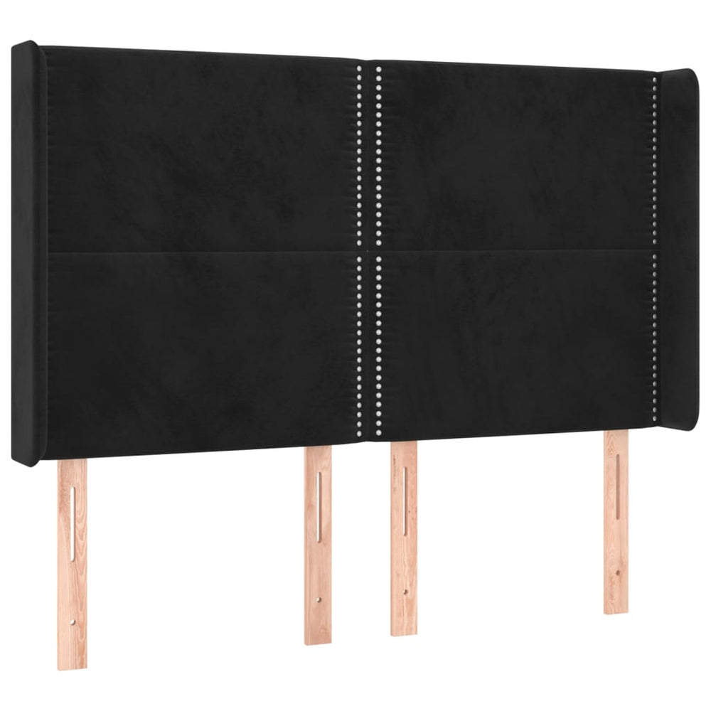 vidaXL Tête de lit à oreilles noire 147x16x118/128 cm Velours