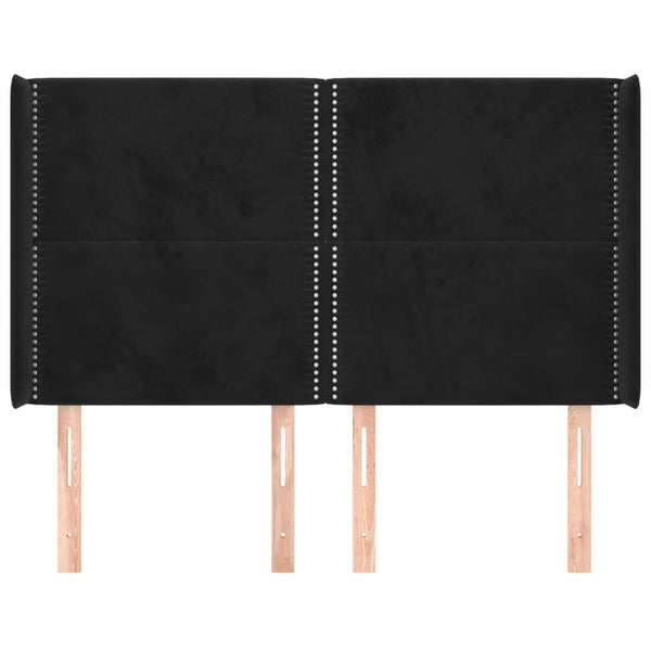 vidaXL Tête de lit à oreilles noire 147x16x118/128 cm Velours