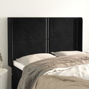 vidaXL Tête de lit à oreilles noire 147x16x118/128 cm Velours