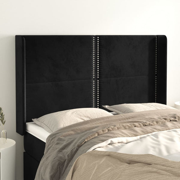 vidaXL Tête de lit à oreilles noire 147x16x118/128 cm Velours