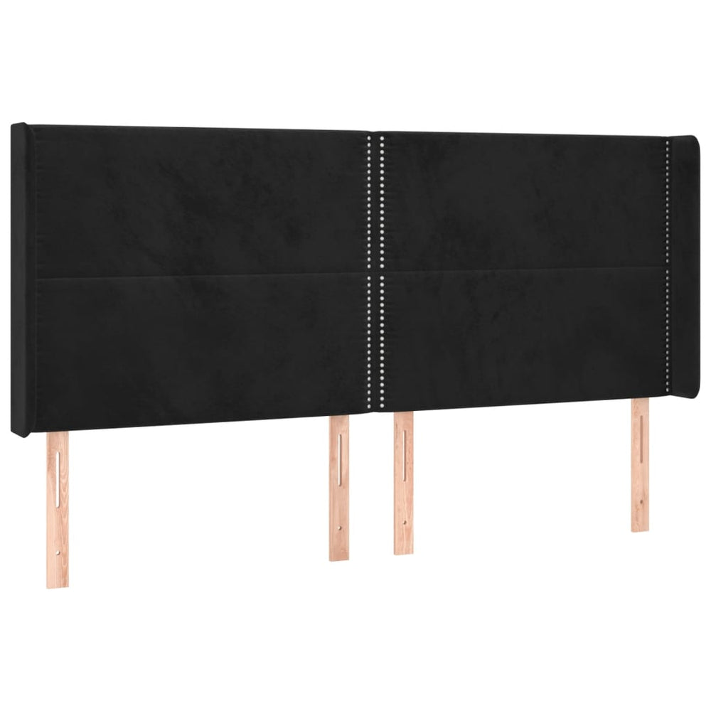vidaXL Tête de lit à oreilles Noir 163x16x118/128 cm Velours