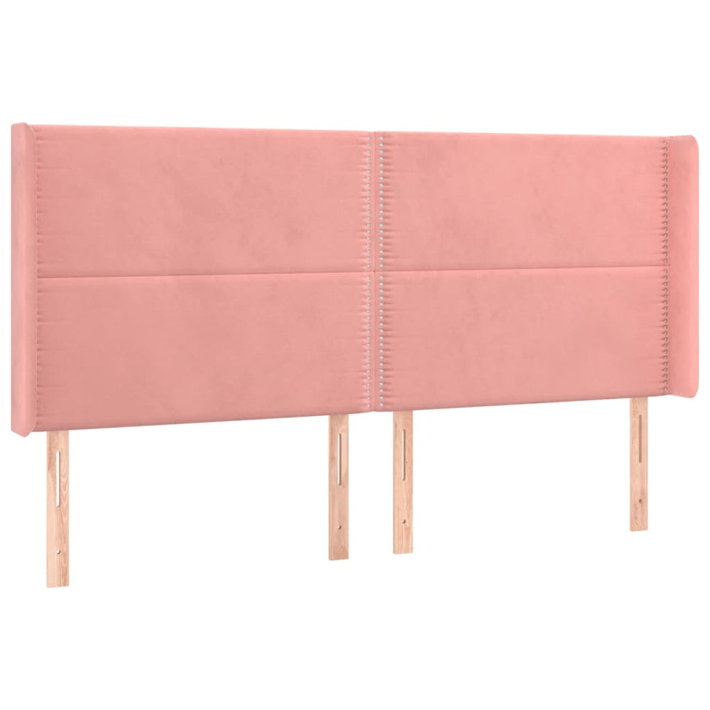 vidaXL Tête de lit à oreilles Rose 163x16x118/128 cm Velours