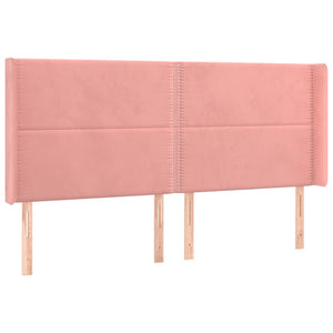 vidaXL Tête de lit à oreilles Rose 163x16x118/128 cm Velours