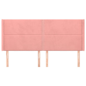 vidaXL Tête de lit à oreilles Rose 163x16x118/128 cm Velours