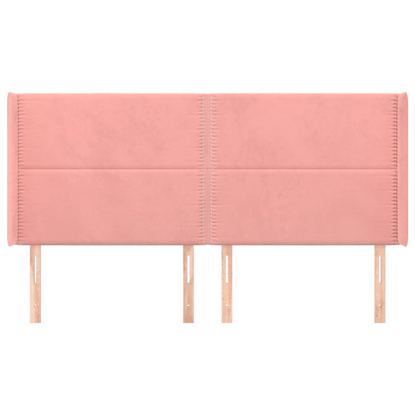 vidaXL Tête de lit à oreilles Rose 163x16x118/128 cm Velours