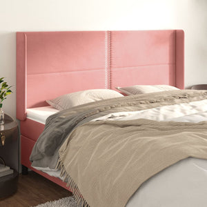 vidaXL Tête de lit à oreilles Rose 163x16x118/128 cm Velours