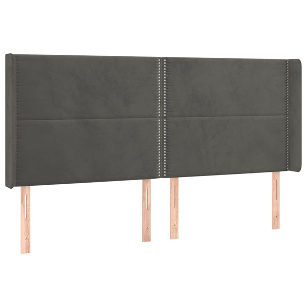 Kopfteil mit Ohren Dunkelgrau 183x16x118/128 cm Samt
