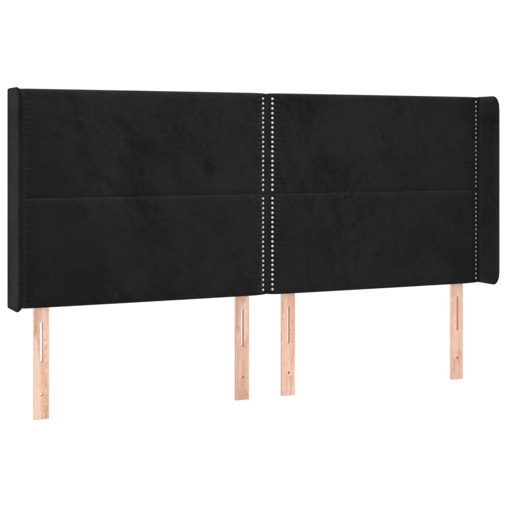 vidaXL Tête de lit à oreilles Noir 183x16x118/128 cm Velours