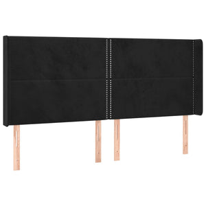 vidaXL Tête de lit à oreilles Noir 183x16x118/128 cm Velours