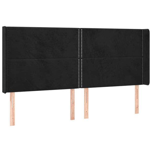 vidaXL Tête de lit à oreilles Noir 183x16x118/128 cm Velours
