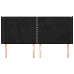 vidaXL Tête de lit à oreilles Noir 183x16x118/128 cm Velours