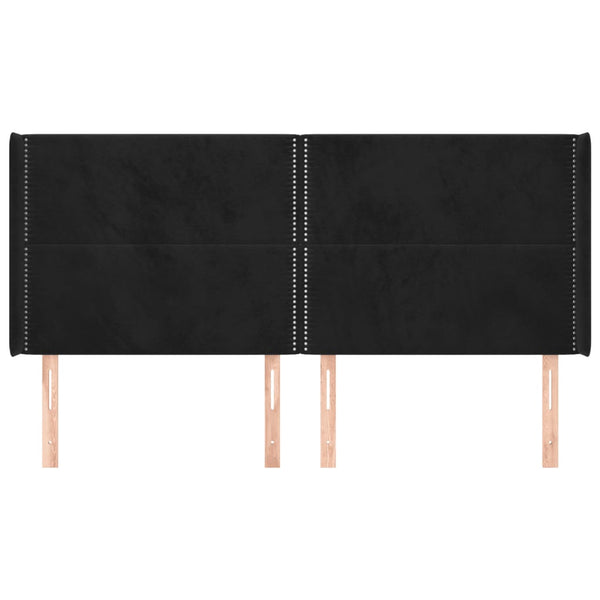 vidaXL Tête de lit à oreilles Noir 183x16x118/128 cm Velours