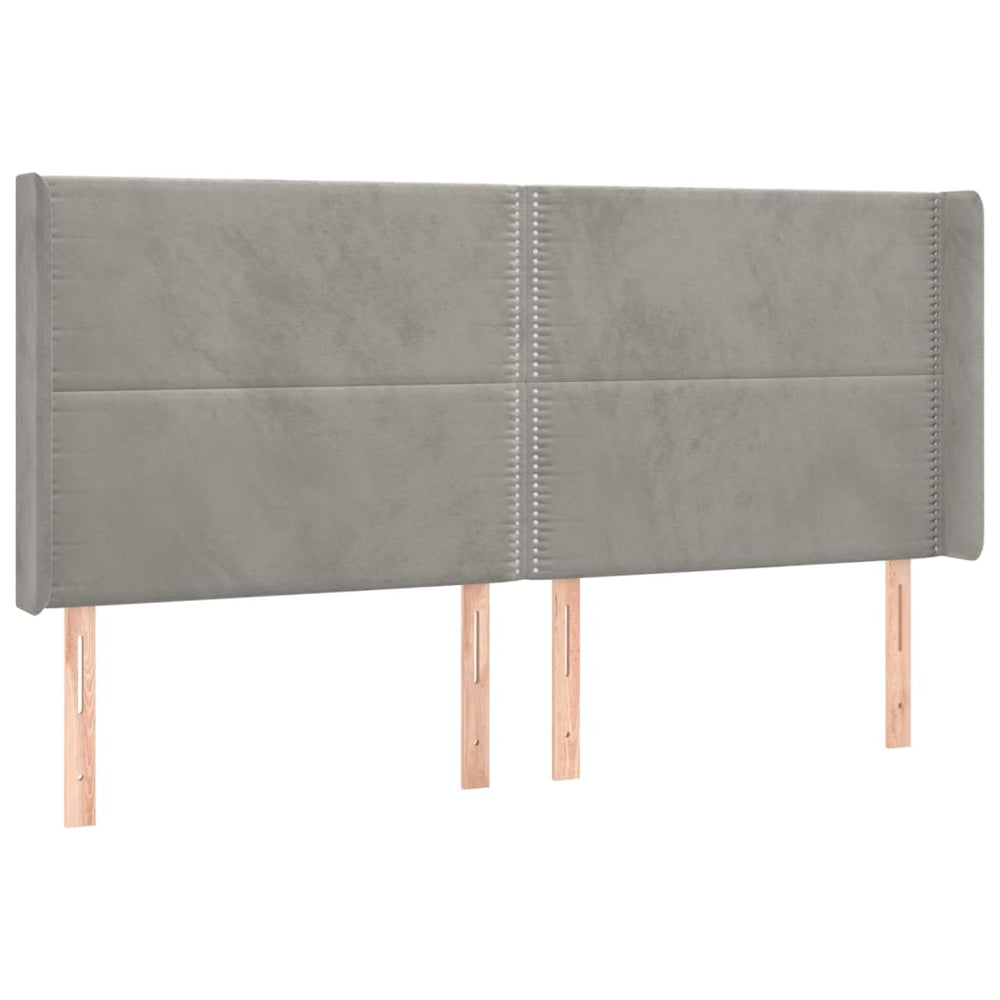 vidaXL Tête de lit à oreilles gris clair 203x16x118/128 cm velours