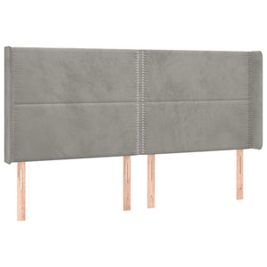 Kopfteil mit Ohren Hellgrau 203x16x118/128 cm Samt