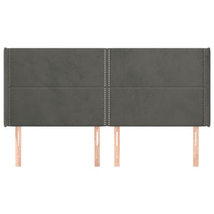 vidaXL Tête de lit avec oreilles Gris foncé 203x16x118/128 cm Velours
