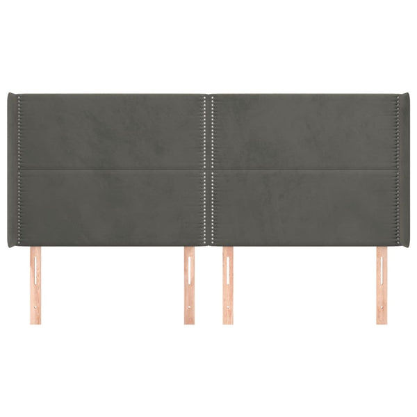 vidaXL Tête de lit avec oreilles Gris foncé 203x16x118/128 cm Velours