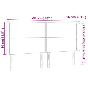 vidaXL Tête de lit avec oreilles Gris foncé 203x16x118/128 cm Velours