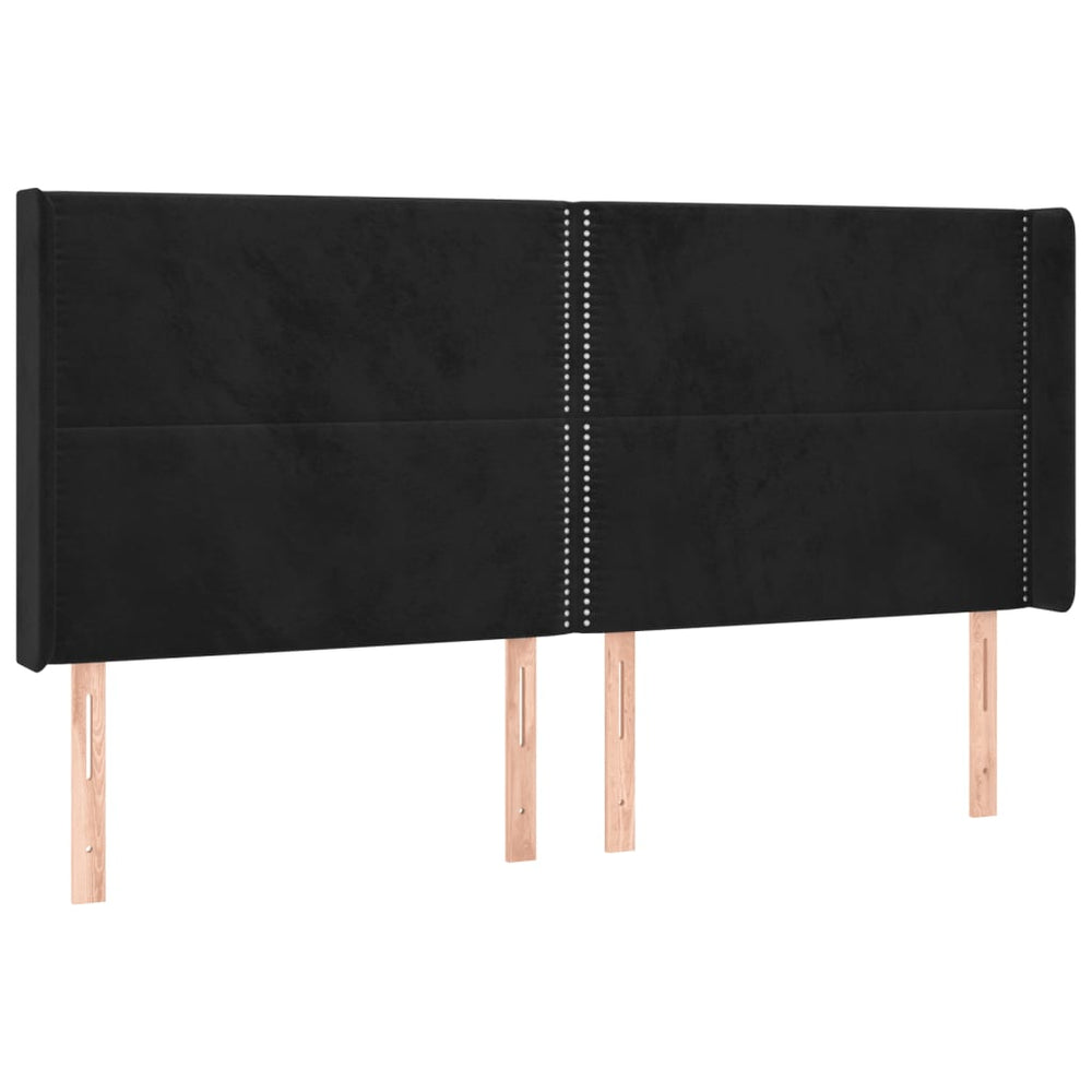 vidaXL Tête de lit à oreilles Noir 203x16x118/128 cm Velours
