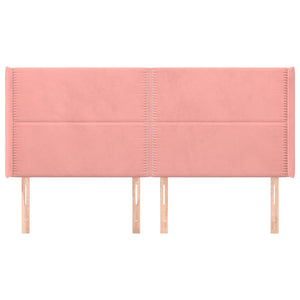 Kopfteil mit Ohren Rosa 203x16x118/128 cm Samt
