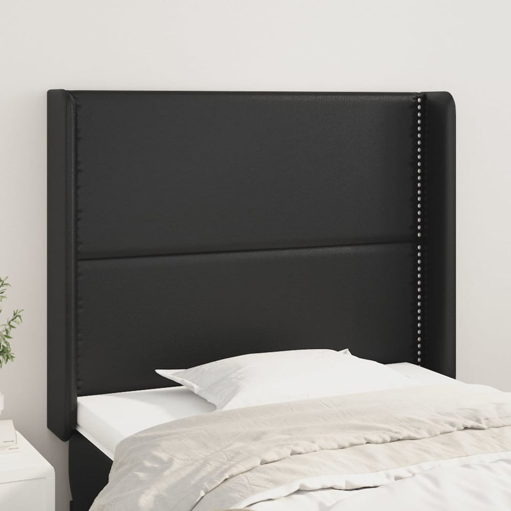 vidaXL Tête de lit à oreilles Noir 93x16x118/128 cm Similicuir