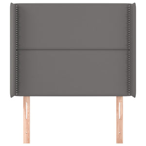 Kopfteil mit Ohren Grau 93x16x118/128 cm Kunstleder