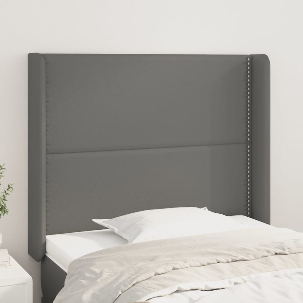 vidaXL Tête de lit à oreilles gris 93x16x118/128 cm en similicuir