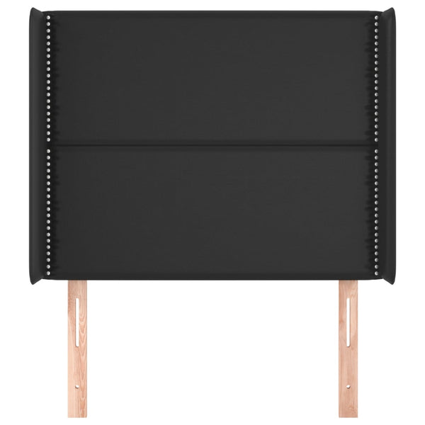 Kopfteil mit Ohren Schwarz 103x16x118/128 cm Kunstleder