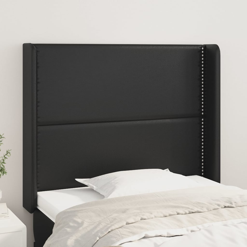 Kopfteil mit Ohren Schwarz 103x16x118/128 cm Kunstleder