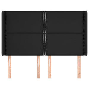 Kopfteil mit Ohren Schwarz 147x16x118/128 cm Kunstleder
