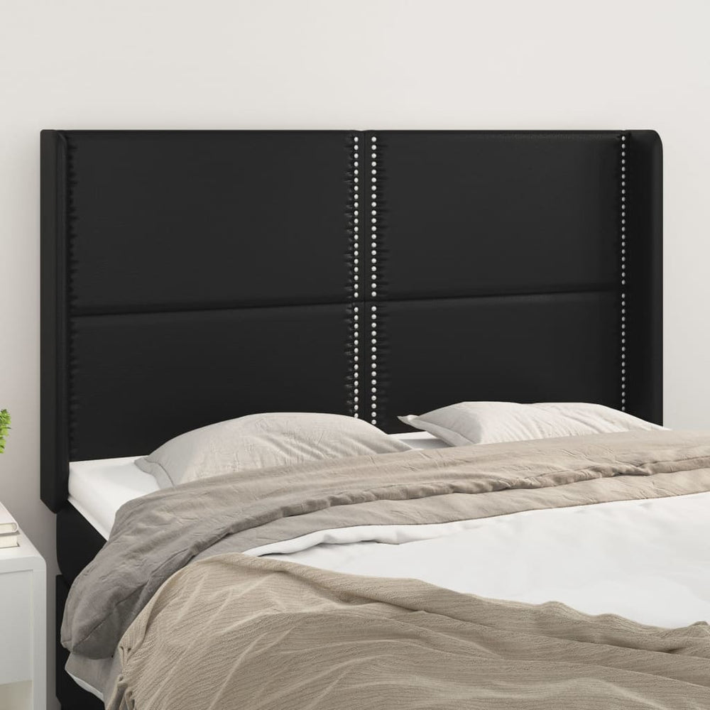 vidaXL Tête de lit à oreilles Noir 147x16x118/128 cm Similicuir