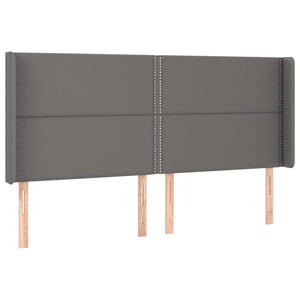 Kopfteil mit Ohren Grau 183x16x118/128 cm Kunstleder